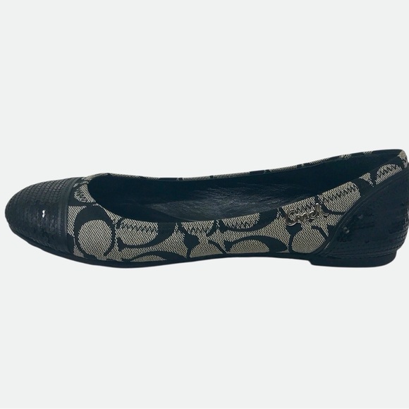 Coach Chelsea Ballet Flats Sequins Black & Grey Canvas Flats with Box 7M - Picture 7 of 11